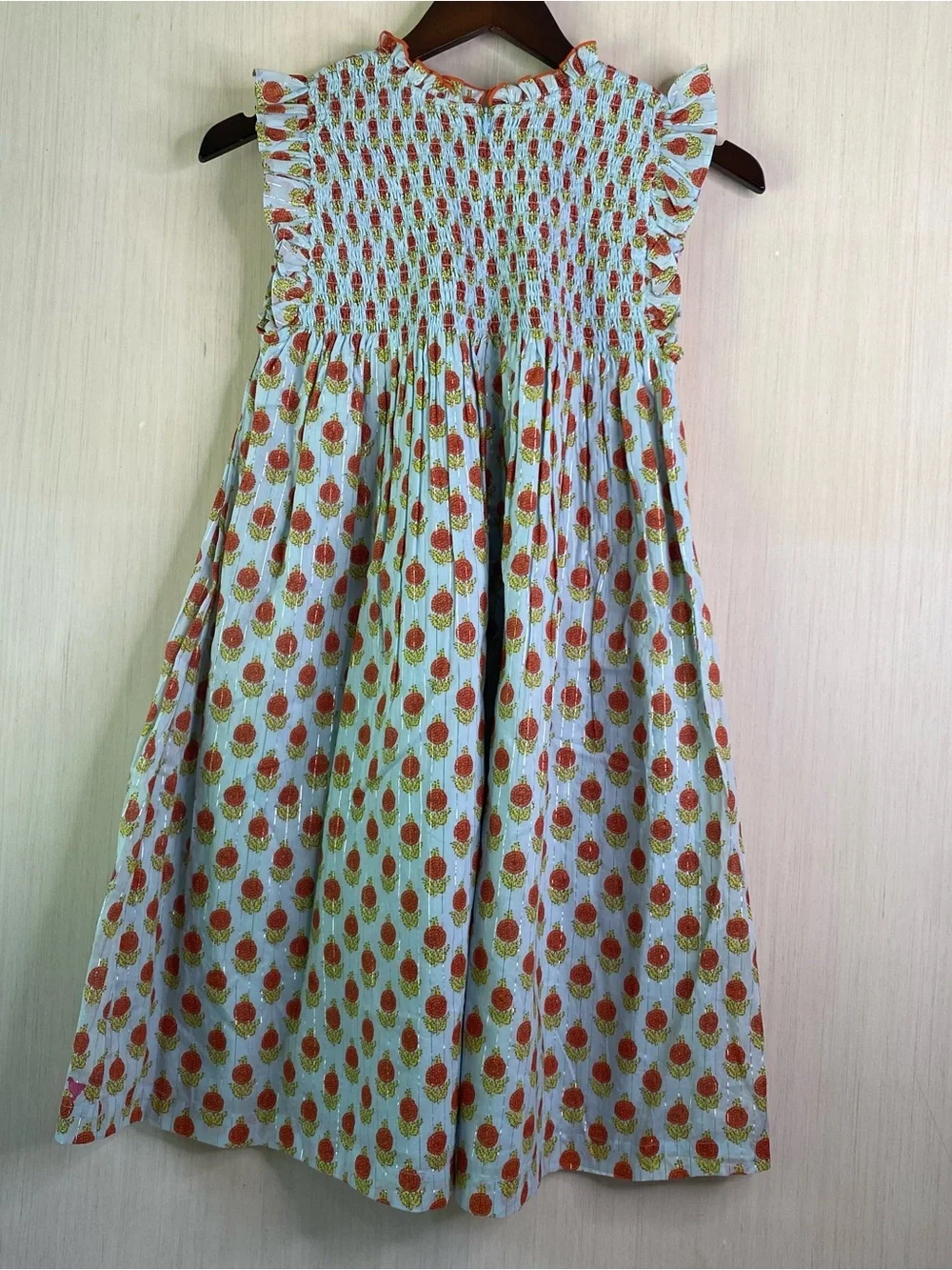 NWT Girls Pink Chicken Smocked Floral Print Stevie Dress Lined Blue Dahlia 14Y